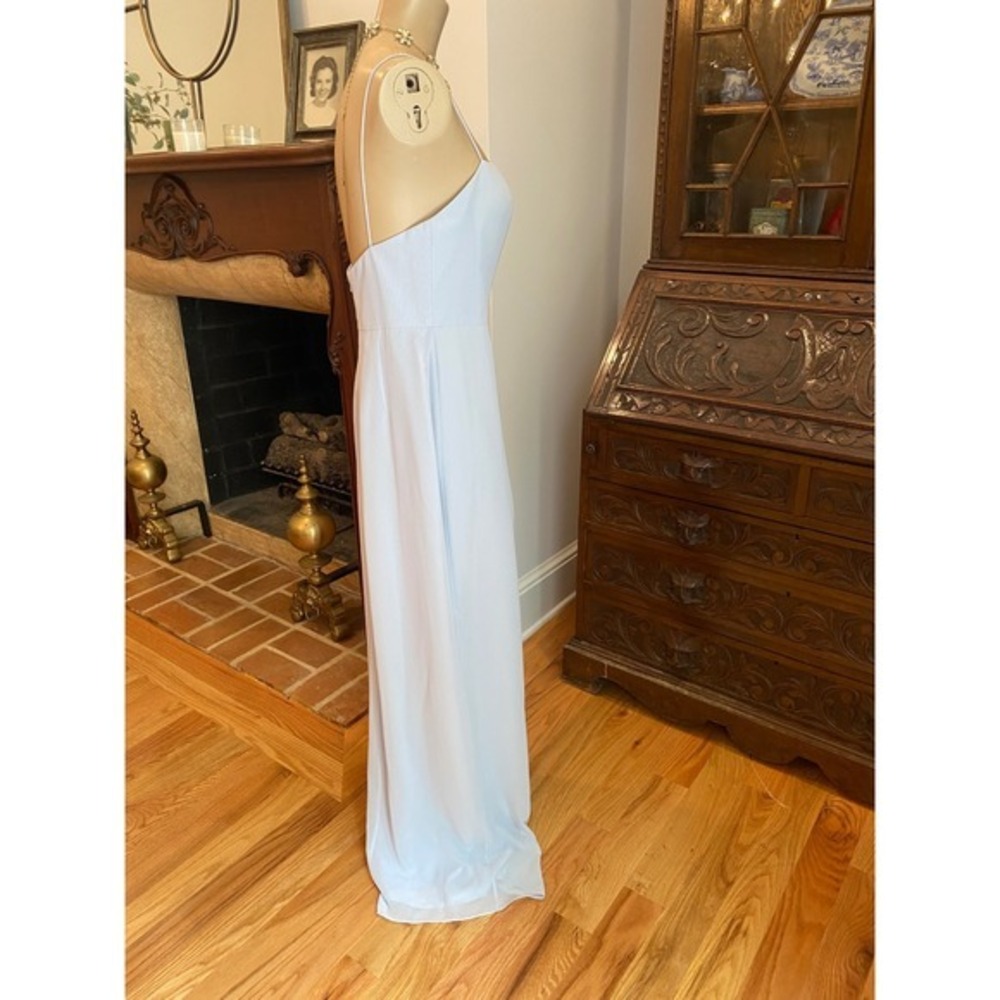 Jenny Yoo Collection Light Blue Square Neck Spaghetti Strap Maxi Gown Dress 10 - Picture 7 of 13